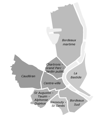 Carte des arrondissements de Bordeaux